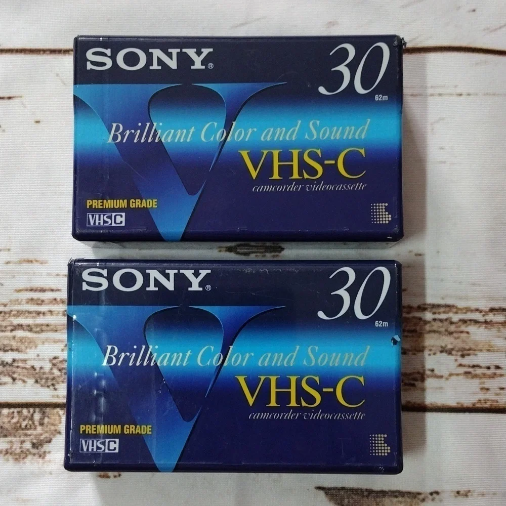 SONY VHS-C Tapes SP 30 Min. EP 90 Min. 2 New Camcorder Videocassettes TC-30VHG‎